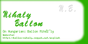 mihaly ballon business card